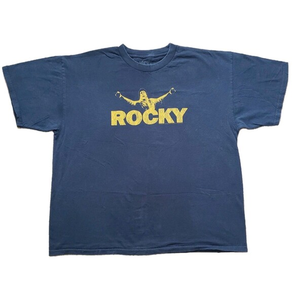Vintage Rocky Balboa Philly Steps Size 2XL Boxy Mens Blue T-Shirt 2007 Boxing - Picture 1 of 7